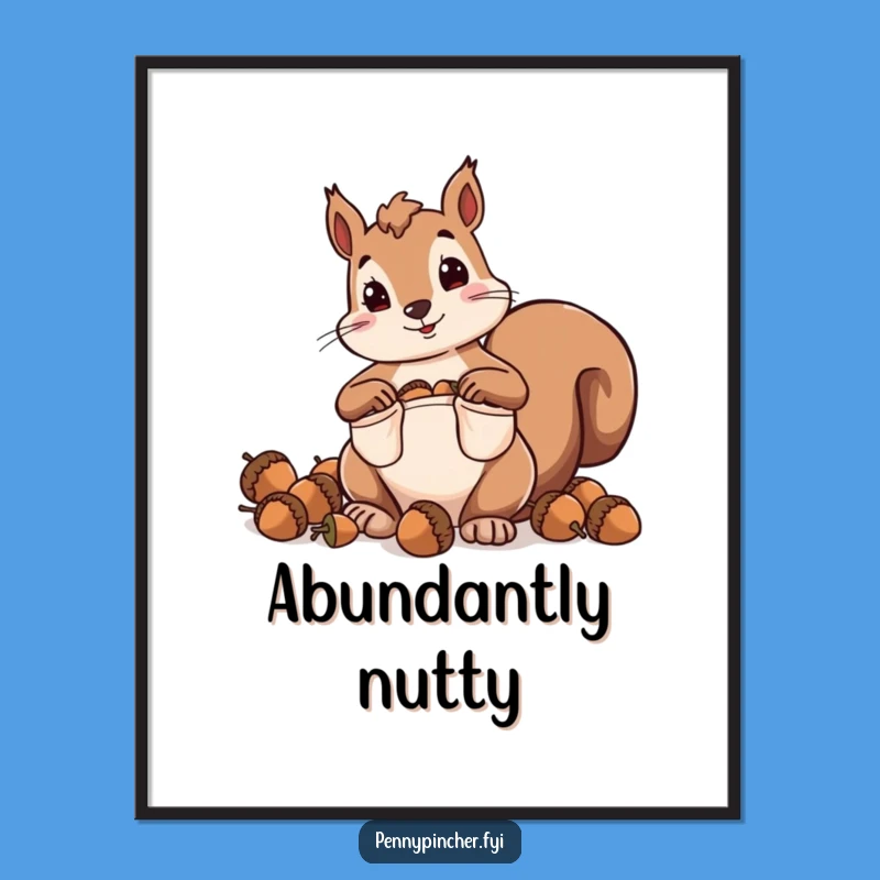 Funny Squirrel Digital Art: Hoarding Acorns for Whimsical Decor