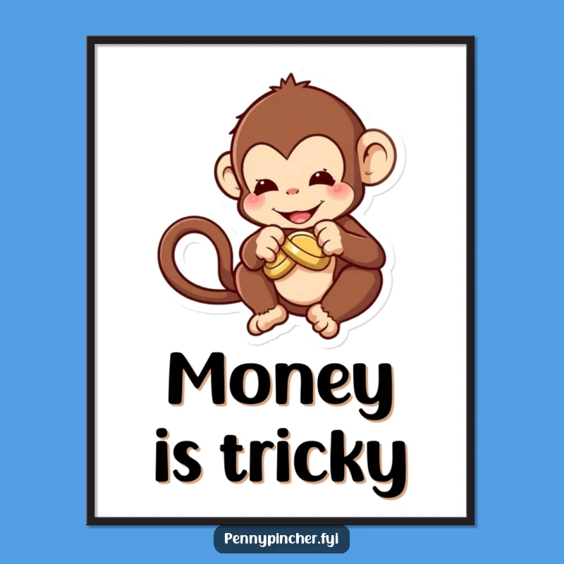 Funny Monkey Coin Knot Digital Art: Instant Wit for Your Walls!