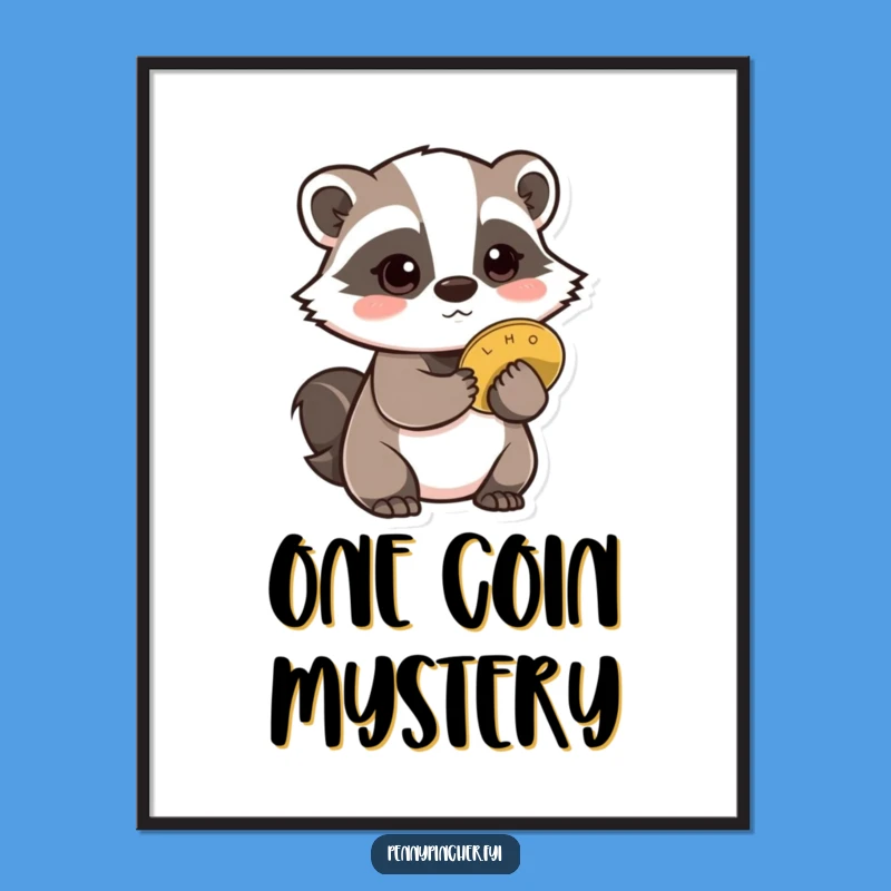 Funny Badger Digital Print: Badger w/ coin, instant funny art gift.