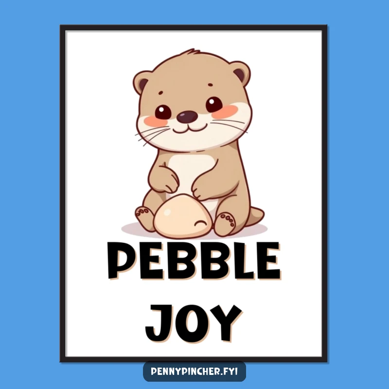 Funny Otter Pebble Joy Digital Print - Instant Cheerful Decor