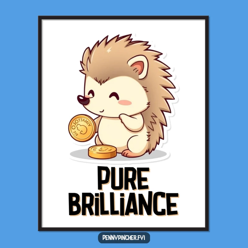 Funny Hedgehog Digital Art: Celebrate Coin Polishing with Humorous Flair!