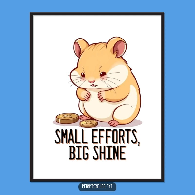 Funny Hamster Polishing Penny Digital Art: Instant Diligent Charm for Your Walls