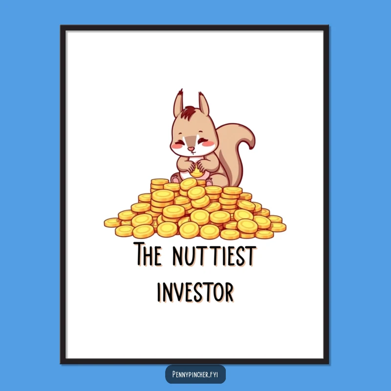 Funny Squirrel Counting Coins Digital Art - Instant Financial Humor Decor