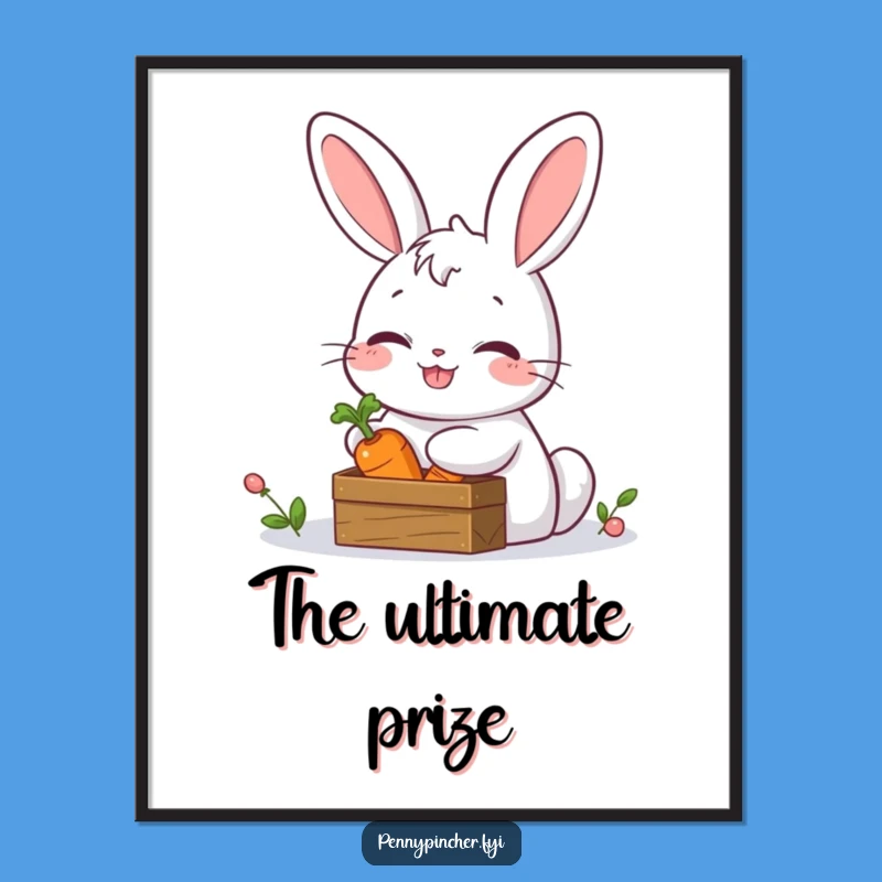 Funny Rabbit Carrot Secret Digital Art - Instant Whimsical Download