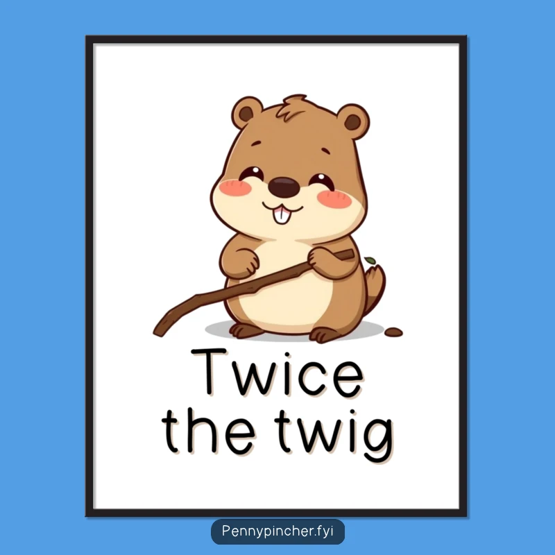 Funny Beaver Blueprint Digital Art - Instant Construction Download Gift