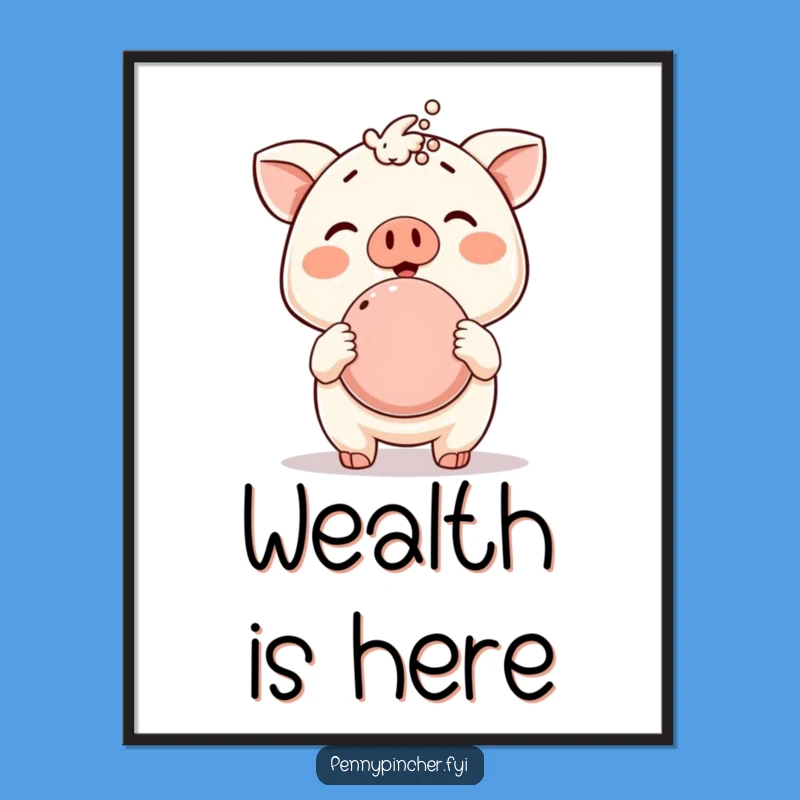 Funny Piggy Bank Digital Art - Printable Celebration Decor