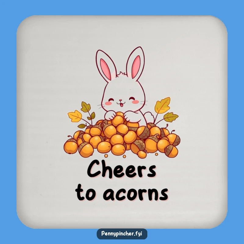 Funny Rabbit Coaster: Rabbit w/ acorns, protects furniture funny gift.