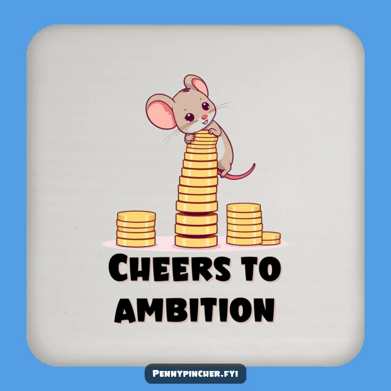 Funny Mouse Coin Tower Coaster: Protect Surfaces with Ambitious Flair - Great Gift!