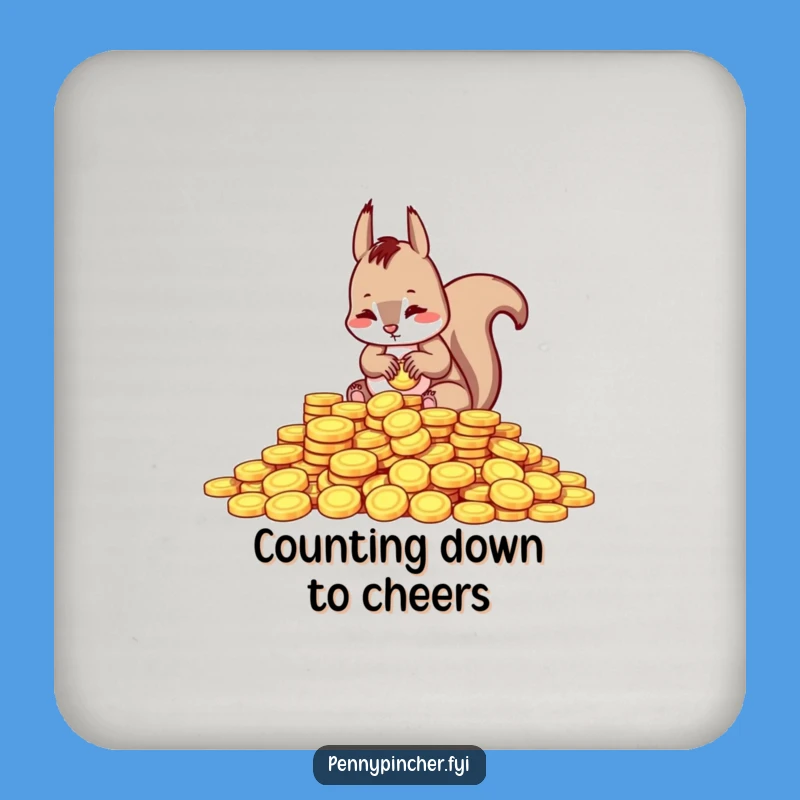 Funny Squirrel Counting Coins Coaster - Protect Surfaces with Humor