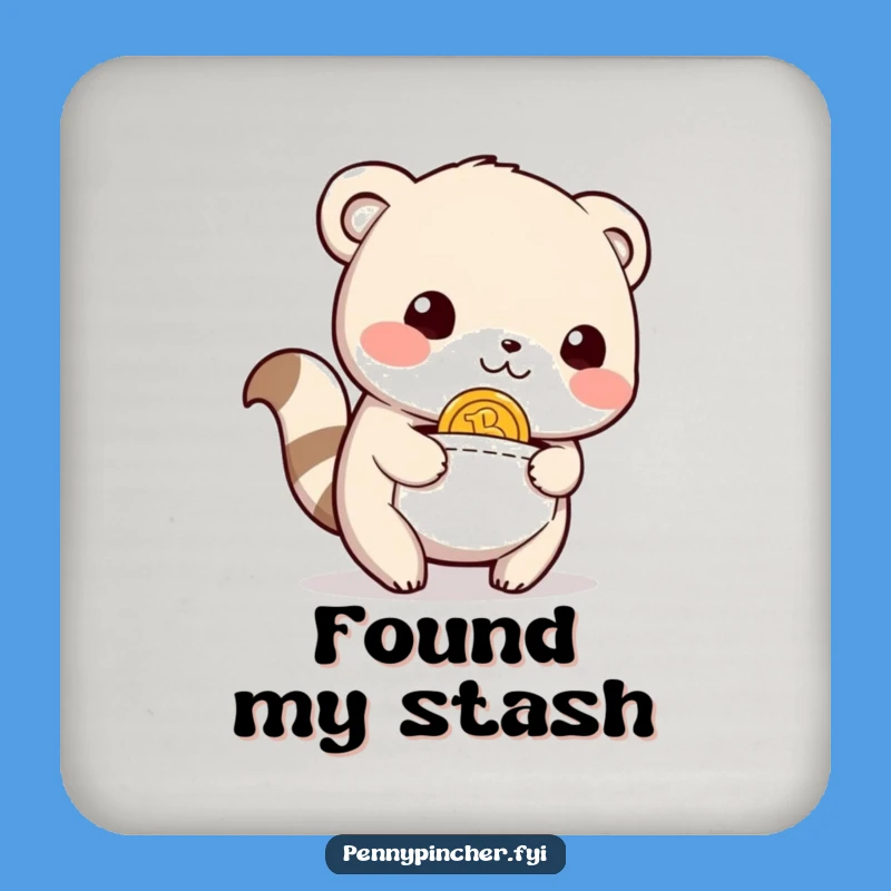 Funny Drink Coasters: Relieved Animal Finds Coin, Protect Surfaces with Humorous Charm Gift