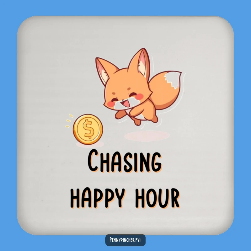 Funny Fox Coin Chase Coaster: Protect Surfaces with Playful Style