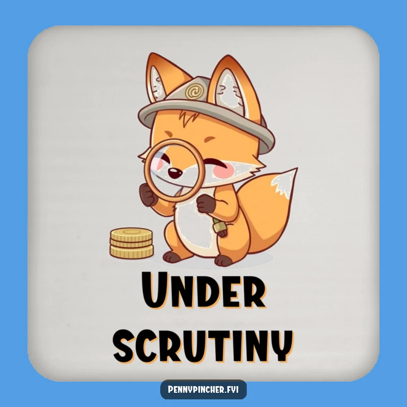 Funny Fox's Clever Coin Drink Coaster: Investigator's Table Protector Gift