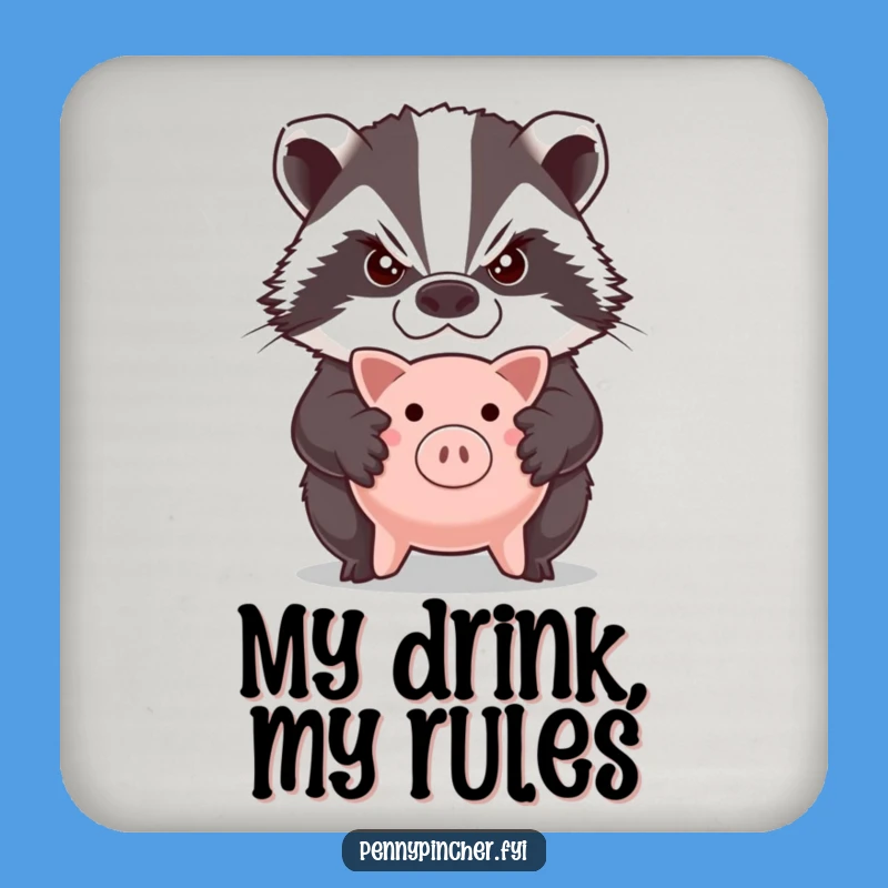 Funny Grumpy Badger Piggy Bank Coaster: Protect Surfaces with Grumpy Flair