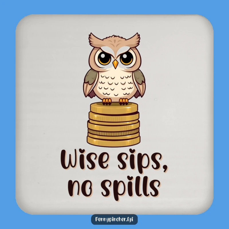 Funny Owl Coin Guard Coaster: Protect Surfaces with Wise Style
