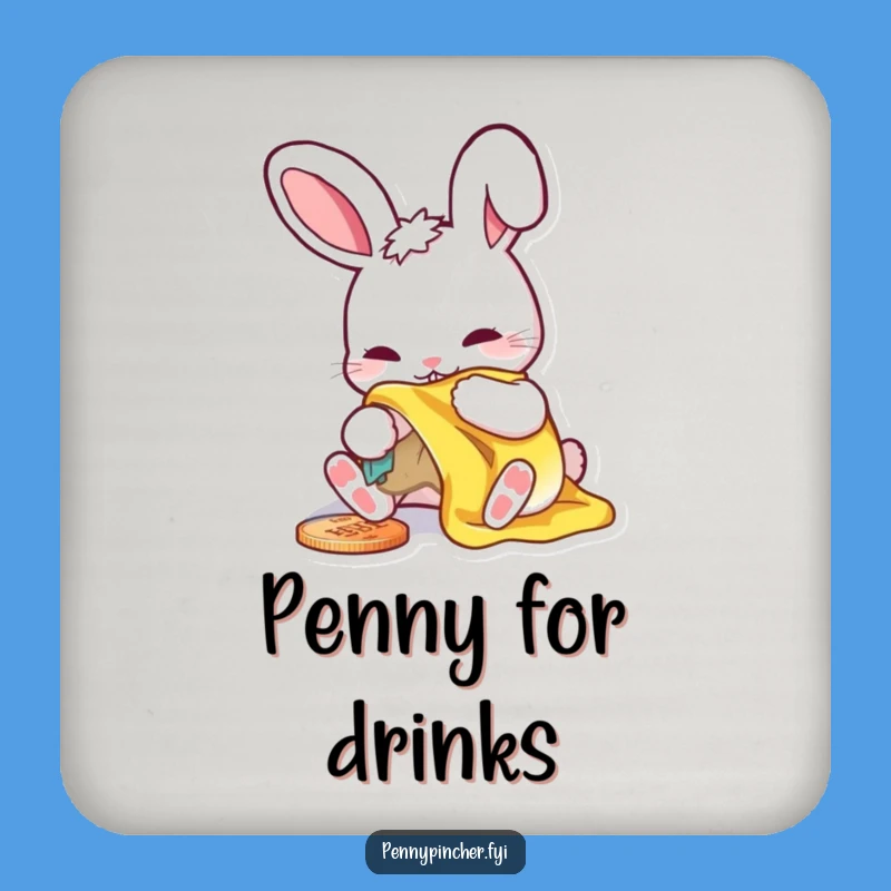 Funny Rabbit Penny Coaster Set - Humorous Table Protector Gift