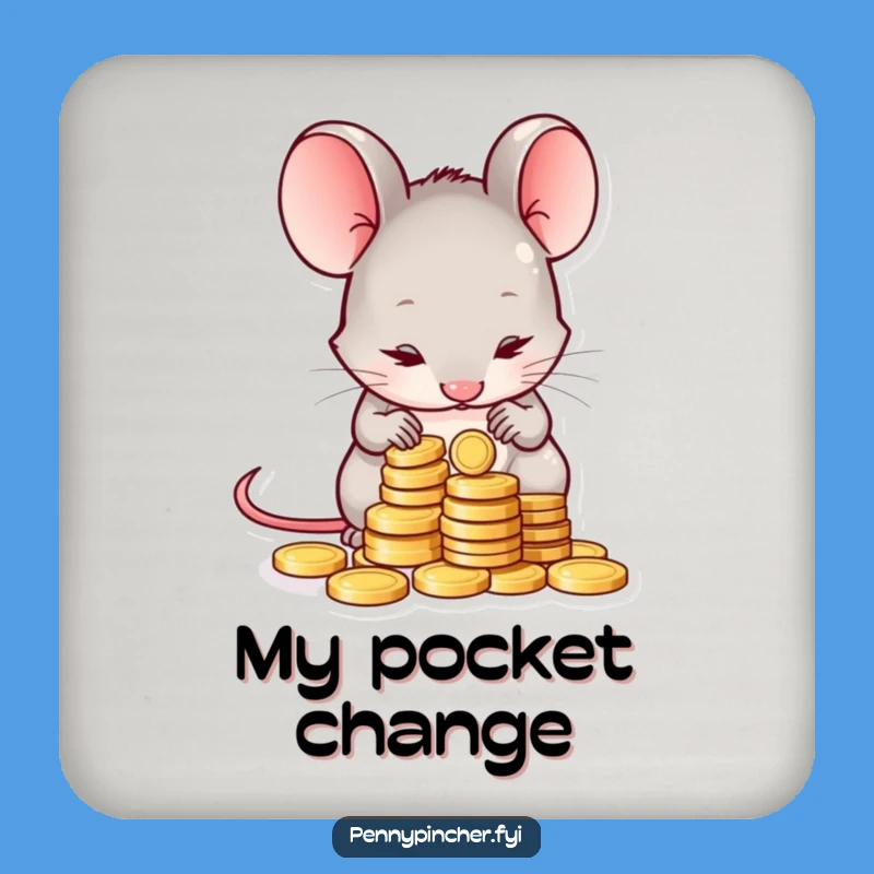 Funny Shy Mouse Counting Coins Coaster: Protect Your Furniture with Humor