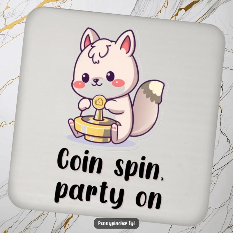 Funny spinning animal coaster, gleefully spinning a coin like a top, a humorous and practical table accessory.