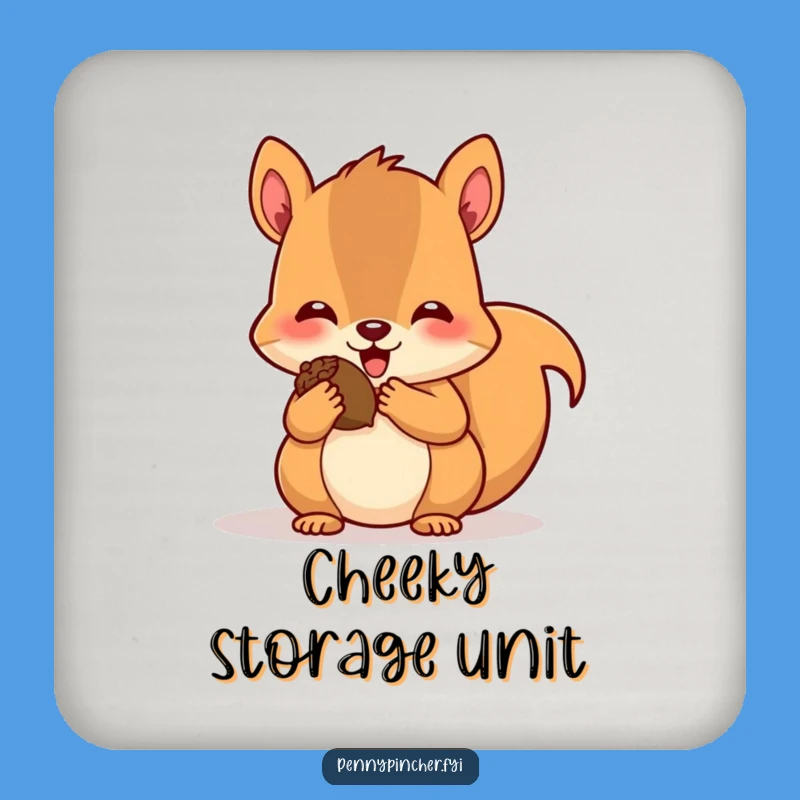 Funny Squirrel Acorn Stash Coaster - Protect Surfaces Gift