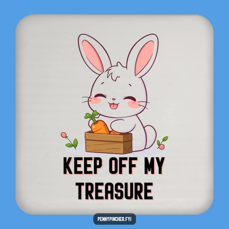 Funny Rabbit Carrot Cache Coaster - Protect Surfaces Gift