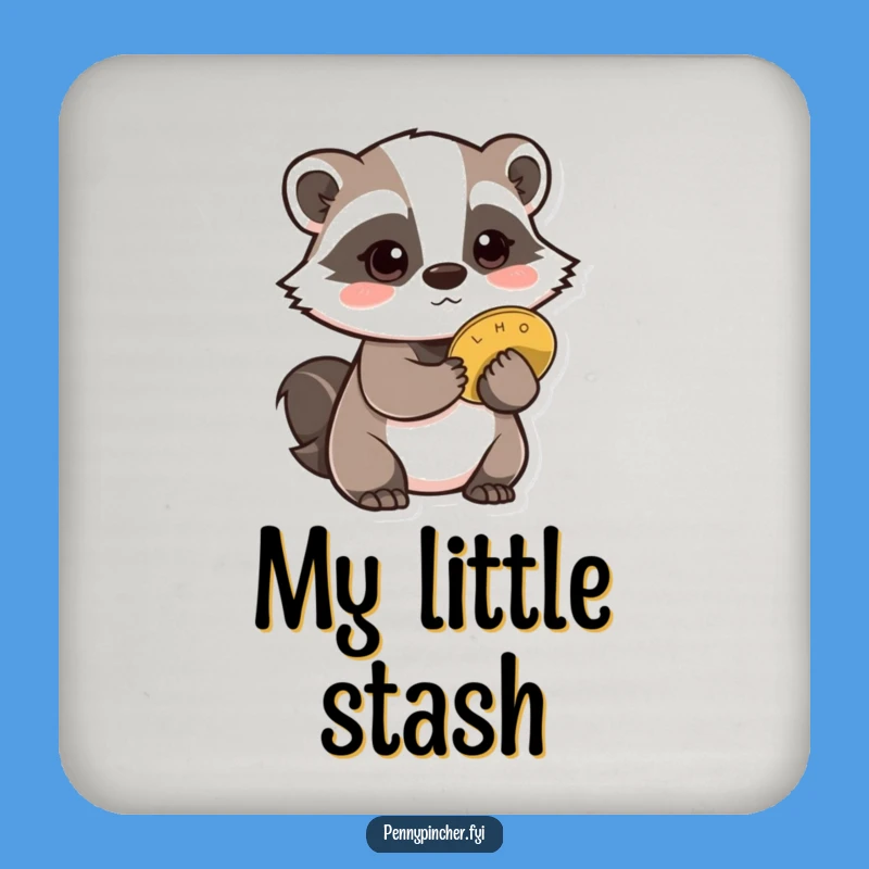 Funny Badger Coaster: Cautious badger w/ coin, protects furniture funny gift.