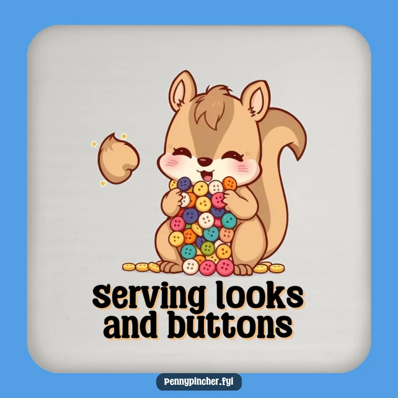 Funny Squirrel Button Hoarder Coasters: Protect Surfaces with Cheeky Charm