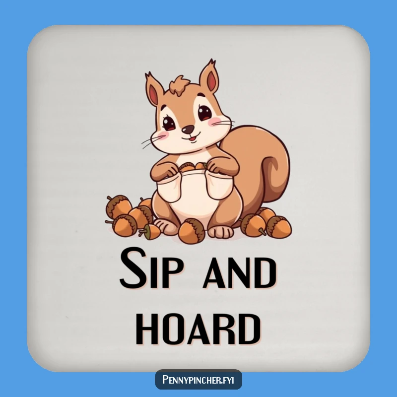 Funny Squirrel Drink Coaster: Hoarding Acorns for Table Protection