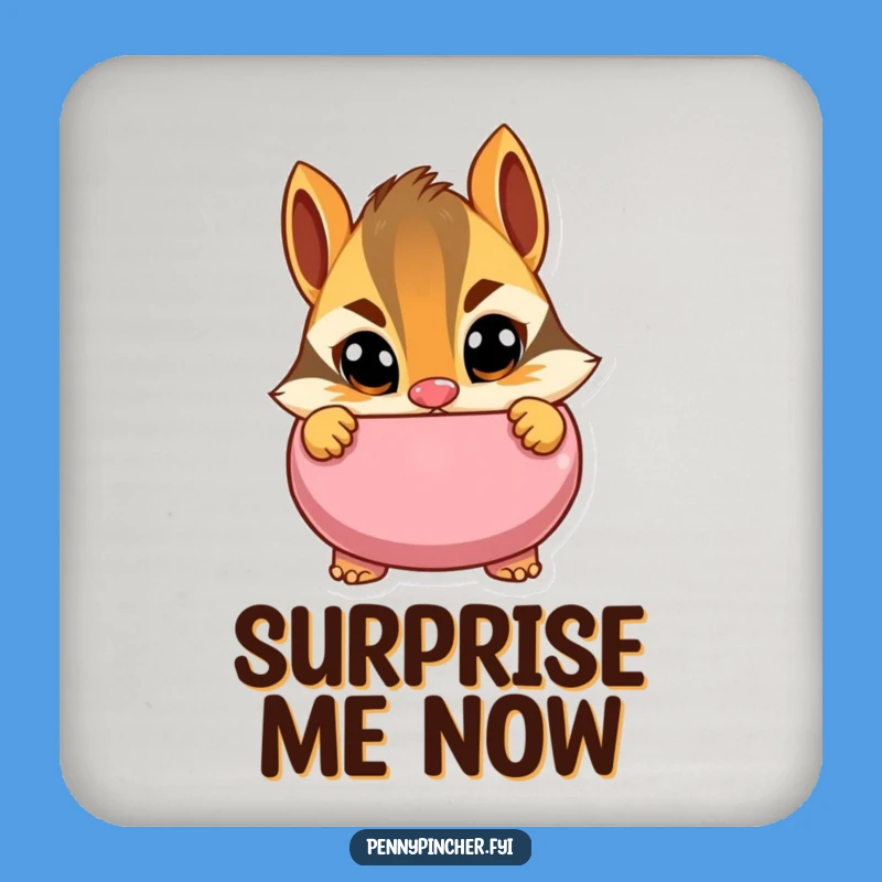 Funny Cautious Chipmunk Piggy Bank Coaster: Protect Surfaces with a Watchful Eye