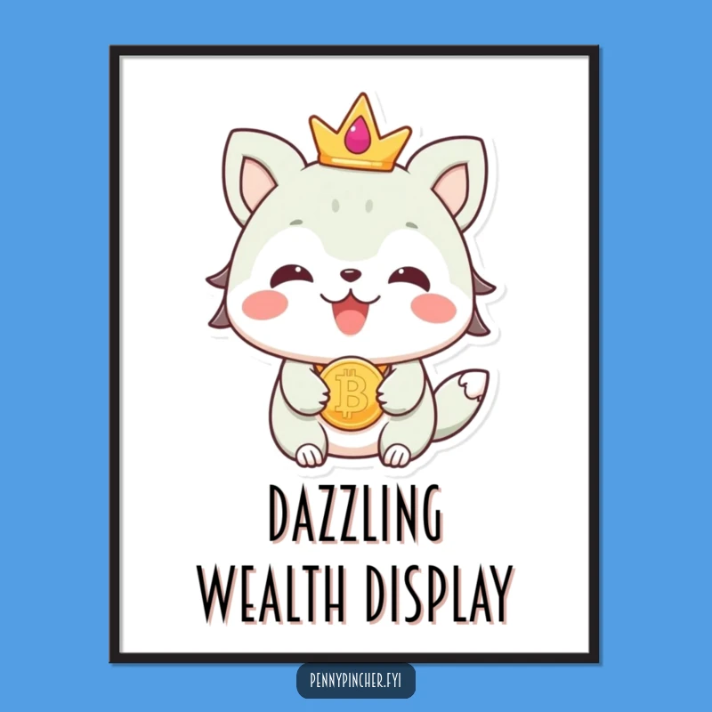 Funny Animal Poster: Beaming Coin Jewelry Character Art Print