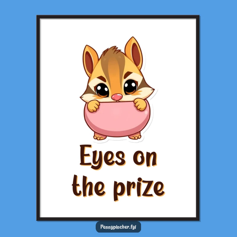 Funny Cautious Chipmunk Piggy Bank Poster: Wall Art for the Prudent Collector