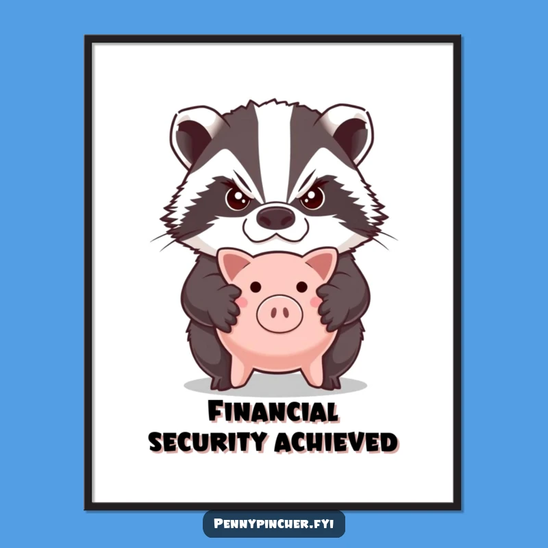 Funny Grumpy Badger Piggy Bank Poster: Wall Art for the Protective