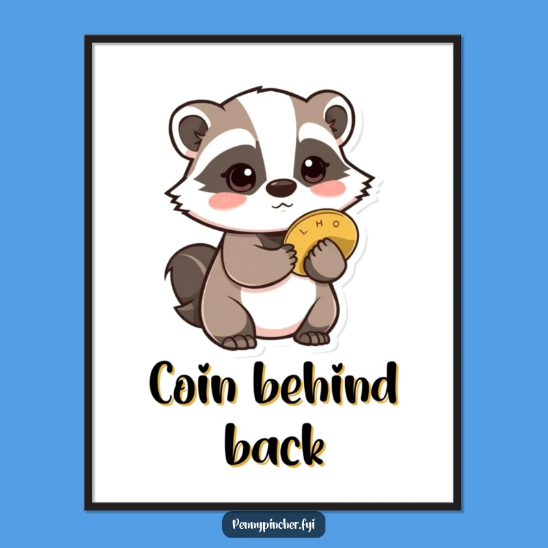 Funny Badger Poster: Badger w/ coin, perfect wall art funny gift.
