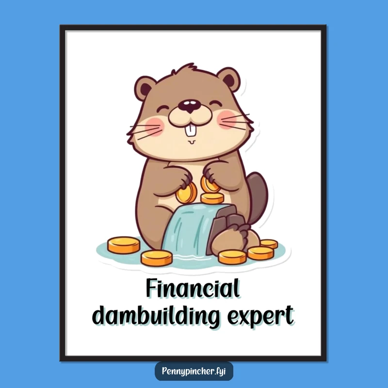 Funny Beaver Coin Dam Poster: Hilarious Wall Art for Financial Wizards!