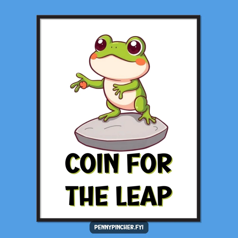 Funny Clever Frog Coin Stepping Stone Poster: Wall Art for the Ingenious Mind