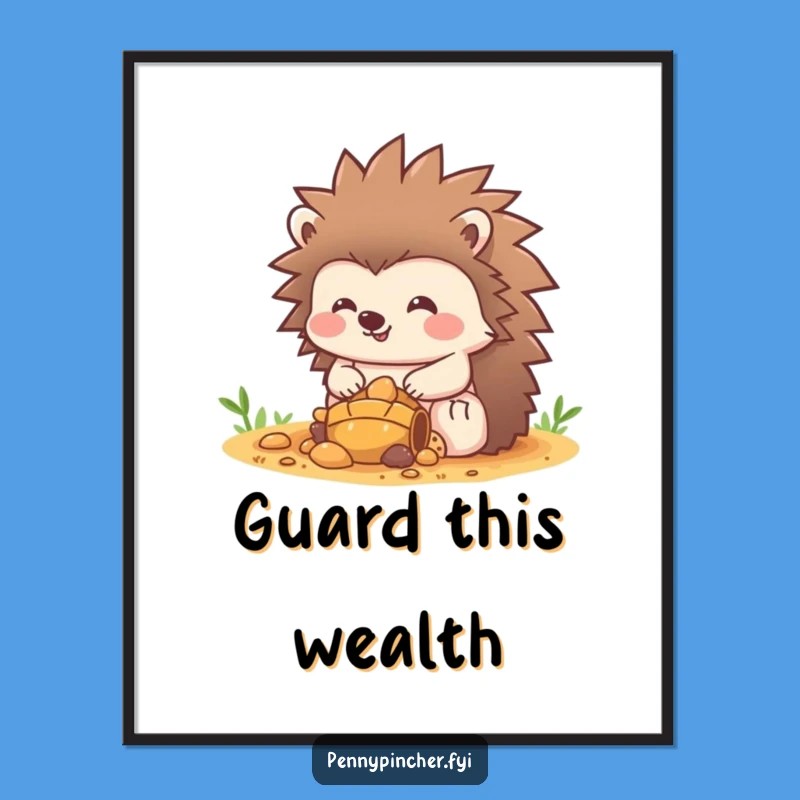 Funny Hedgehog Treasure Poster: Guard Your Walls with This Hilarious Art!