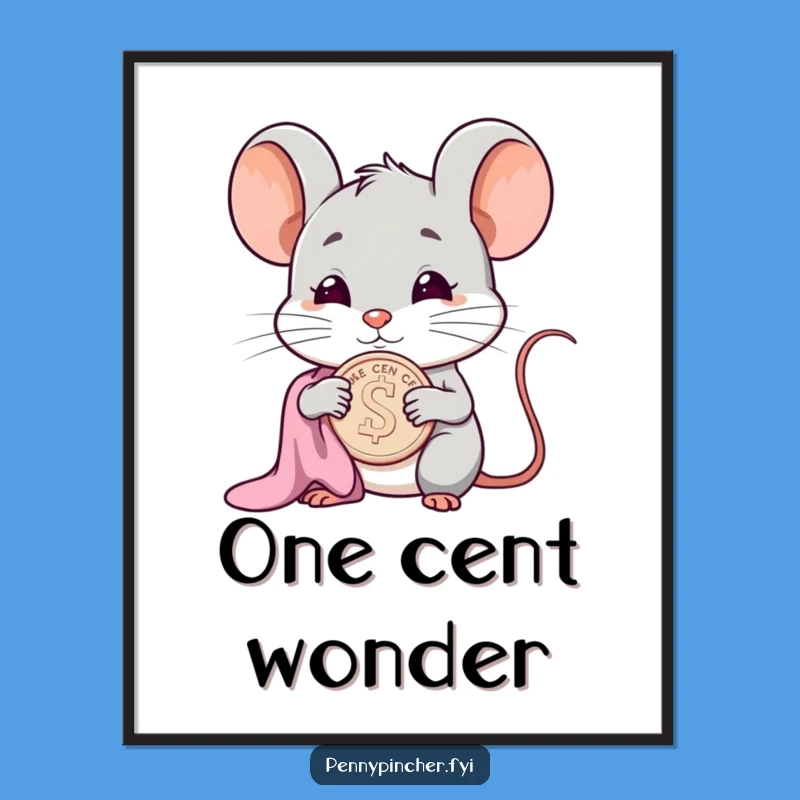 Funny Smug Mouse Poster: Polishing Cent Art for a Humorous, Hilarious Decor Piece
