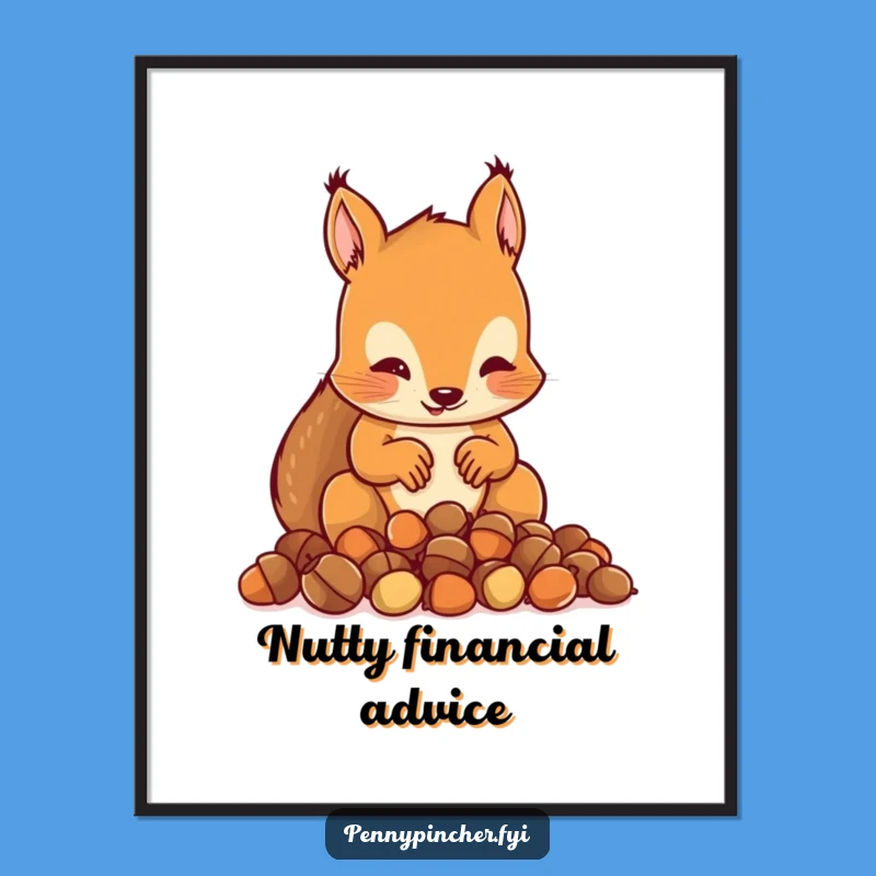 Funny Squirrel Counting Acorns Poster: Wall Art for the Prepared Soul