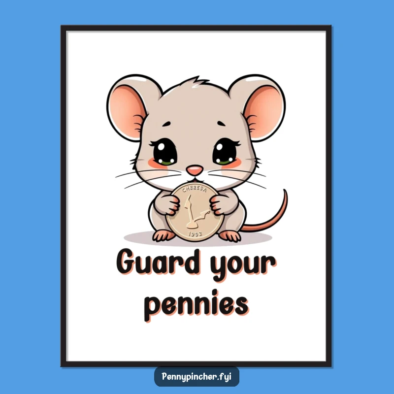Funny Cautious Mouse Penny Poster - Wall Art for the Value-Conscious