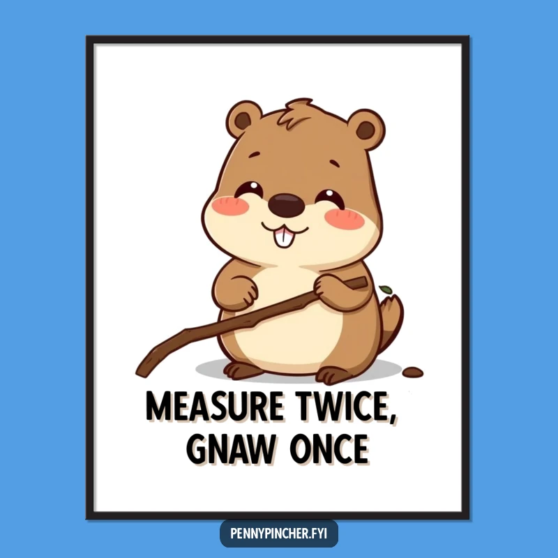 Funny Beaver Blueprint Poster - Whimsical Construction Wall Art Gift