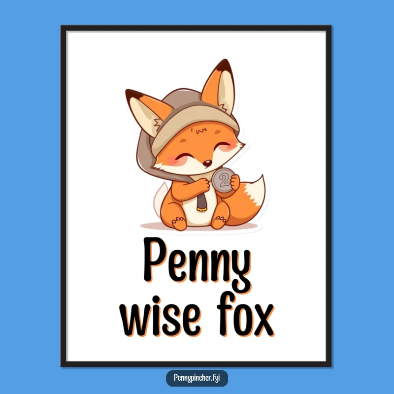 Funny Kawaii Fox Poster, Resourceful Charm, Whimsical Wall Art Gift