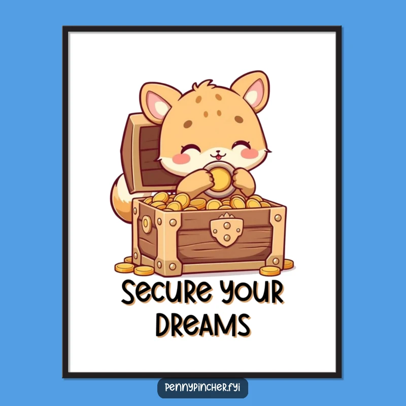 Funny Animal Treasure Poster: Locked Chest Art, Perfect Humorous Decor