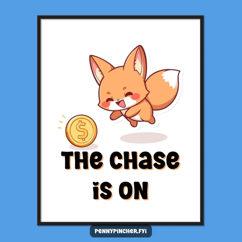 Funny Fox Pursuit Poster: Hilarious Wall Art for Playful Spaces