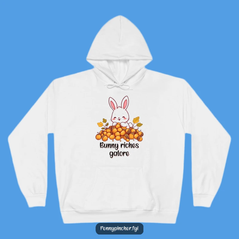 Funny Rabbit Hoodie: Cozy rabbit w/ acorns, a perfect warm funny gift.