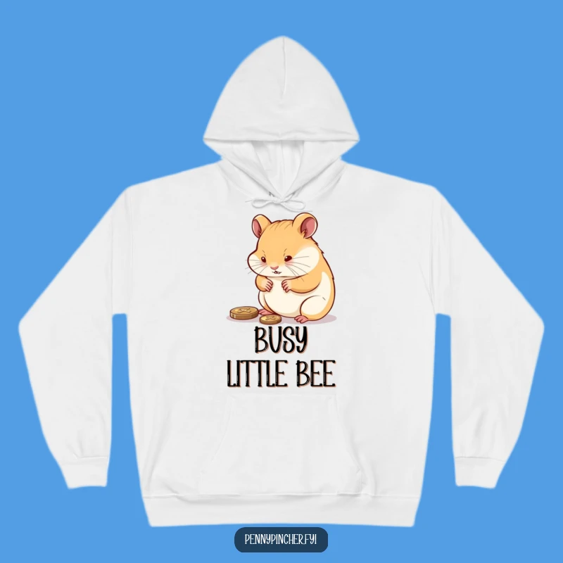Cozy Funny Hamster Polishing Penny Hoodie: Warmth for the Working Hamster