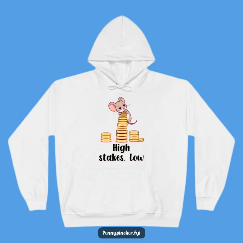 Cozy Funny Mouse Coin Tower Hoodie: Warmth for the Ambitious Dreamer - Perfect Gift!