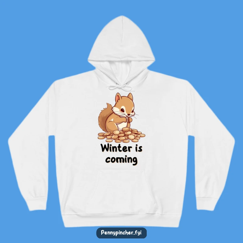 Cozy Funny Squirrel Counting Pennies Hoodie: Warmth for the Savvy Saver - Perfect Gift!