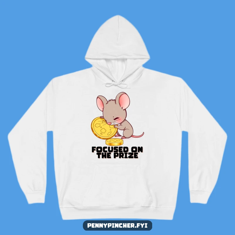 Funny Mouse Gold Coin Hoodie: Cozy Focus, Treasure Appreciation Gift