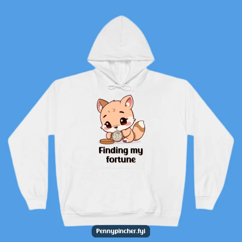 Funny Animal Hoodie: Cozy & Curious Coin Inspecting Character Sweatshirt