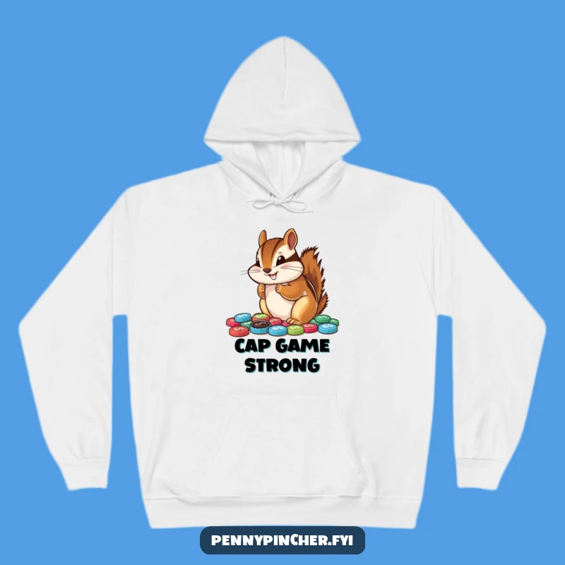 Funny Chipmunk Bottle Cap Hoarder Hoodie: Cozy & Hilarious Gift for Collectors