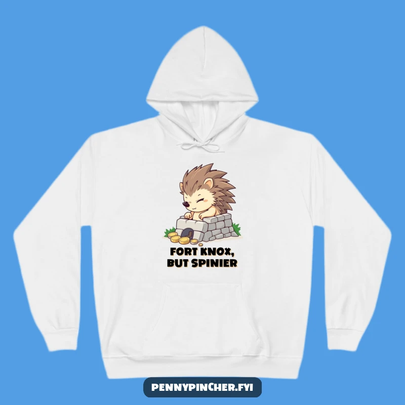 Funny Hedgehog Coin Fortress Hoodie: Cozy Comfort for Financial Conquerors