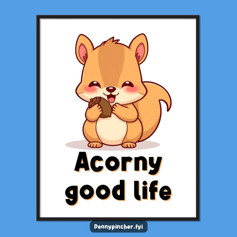 Free Printable Squirrel Wall Art: Funny Acorn Lover Downloadable Poster for a Whimsical Home Decor